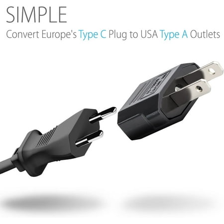 A1714-10PACK Fosmon Type C EU to USA & Canada Travel Adapter Plug 2 Prong Universal Power Converter Black European Adapter 10 Pack A1714-10PACK Fosmon Type C EU to USA & Canada Travel Adapter Plug 2 Prong Universal Power Converter Black European Adapter 10 Pack